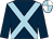 Dark blue, light blue cross belts, light blue and white quartered cap (The Racing Demon Partnership)