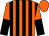 Orange and black stripes, halved sleeves, orange cap (Nikki Evans Racing)