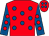 Red, royal blue spots, royal blue sleeves, red spots (Mr Jeremy Holt)