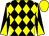 Black and yellow diamonds, diabolo on sleeves, yellow cap (Mr John Sillett)