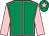 Emerald green, pink seams, sleeves and star on cap (B Siddle & B D Haynes)