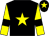 Black, yellow star, yellow sleeves, black armlets, black cap, yellow star (The Piranha Partnership)