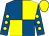 ROYAL BLUE and YELLOW (quartered), ROYAL BLUE sleeves, YELLOW spots, YELLOW cap (Mr Colm Donlon)