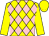 YELLOW and PINK diamonds, YELLOW sleeves and cap (Martin St Quinton/Miss Sarah O'Brien)