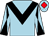 Light blue, black chevron, diabolo on sleeves, light blue cap, red diamond (Ecurie Cerdeval & Elevage Couetil)