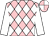 Pink, white diamonds and sleeves, quartered cap (Mrs P Myerscough)