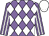Mauve and white diamonds, striped sleeves, white cap (Mrs Valda Burke)