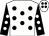 White, black spots, black sleeves, white spots (Mrs Jan Smith)