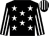 Black, white stars, striped sleeves & cap (A Casey)