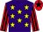 Purple, yellow stars, red & black striped sleeves, red cap, black star (Miss Jennifer O'Kane & Samuel John Hegarty)