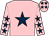Pink, dark blue star, dark blue stars on sleeves, pink cap, dark blue stars (Mrs M M Wilson)
