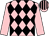 Pink & black diamonds, pink sleeves, striped cap (Mrs W M Fitzpatrick)