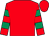 Red, red & emerald green hooped sleeves, red cap (Noel Guiry)