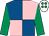Pink & royal blue quartered, emerald green sleeves, white cap, emerald green spots (Mrs Margaret Sellick & Ms Olivia O'Reilly & Mrs T J Taaffe)