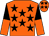 Orange, black stars, black and orange halved sleeves (Mr & Mrs P Hargreaves & Mr A D Spence)