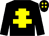 Black, yellow cross of lorraine, yellow spots on cap (Mrs Sarah Ann O'Hanlon & Seosamh A Murphy)