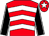 Red & white chevrons, black sleeves, white seams, red cap, white star (Each Way Syndicate)