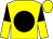 Yellow, black ball, black and yellow halved sleeves, yellow cap (Alex Kazdan)