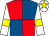 Red and royal blue (quartered), white sleeves, yellow armlets and star on white cap (Go Faster Syndicate)