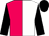 Cerise and white (halved), black sleeves and cap (The Wow Partnership)