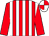 Red & white stripes, red sleeves, quartered cap (Loughkiel Partnership)