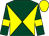 Dark green and yellow diabolo, dark green sleeves, yellow armlets, yellow cap (Mr A J H Hallows)