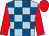 Light blue and royal blue check, red sleeves and cap (Warren Greatrex Club)