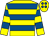 Yellow, royal blue hoops and spots on cap (Mrs S Bowen)