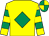 Yellow, emerald green diamond, hooped sleeves, quartered cap (Pat McGowan)