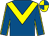 Royal blue, yellow chevron, yellow seams on sleeves, quartered cap (Jack The Lad Partnership)