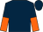 Dark blue, orange & dark blue halved sleeves, dark blue cap (Brian Sweetnam & Garry Brown)
