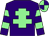 Purple, light green cross of lorraine, hooped sleeves, quartered cap (Hugh P Ward)