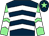 Dark blue, white chevrons, light green and white chevrons on sleeves, dark blue cap, light green star (Athena Partnership)
