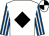 White, black diamond, royal blue and white striped sleeves, white and black quartered cap (Tbmracing)