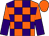 Orange and purple check, halved sleeves, orange cap (Yolo)