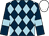 Dark blue and light blue diamonds, dark blue sleeves, light blue armlets, white cap (Watson & Lawrence)