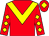 Red, yellow chevron, diamonds on sleeves, red cap, yellow diamond (Foresight Racing)