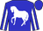 BLUE, WHITE horse, BLUE sleeves, white stripe, BLUE cap, (Mr J Turner)