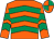 Orange, emerald green chevrons, quartered cap (Mr C R Green)
