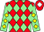 Red & light green diamonds, light green sleeves, yellow diamonds, red cap, white diamond (James O'Rourke & Mrs Mary O'Rourke)