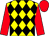 Yellow and black diamonds, red sleeves and cap (Faithful Followers)