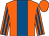 Orange, royal blue stripe, striped sleeves (Mrs L N Harmes)