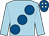 Light blue, large royal blue spots, royal blue cap, light blue spots (Mr Richard & Mrs Carol Cheshire)