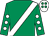 Emerald green, white sash, emerald green sleeves, white spots, white cap, emerald green spots (Mr N Chapman)