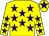 Yellow, purple stars, purple star on cap (Pennyhill Punters Club)