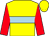 Yellow, light blue hoop, red sleeves (Mrs C M Marles)
