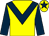 Yellow, dark blue chevron, sleeves and star on cap (Miss Viv Griffith)
