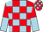 Red and light blue check, halved sleeves (Mr R Davies)