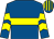 Royal blue, yellow hoop, yellow chevrons on sleeves, striped cap (Choi Fook Racing Syndicate)