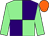 LIGHT GREEN and PURPLE (quartered), LIGHT GREEN sleeves, ORANGE cap (Mr S R Bowring)